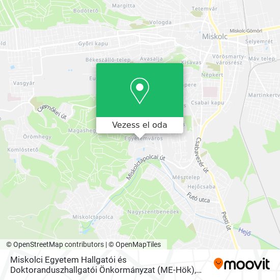 Miskolci Egyetem Hallgatói és Doktoranduszhallgatói Önkormányzat (ME-Hök) térkép