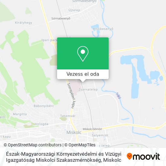 Észak-Magyarországi Környezetvédelmi és Vízügyi Igazgatóság Miskolci Szakaszmérnökség térkép