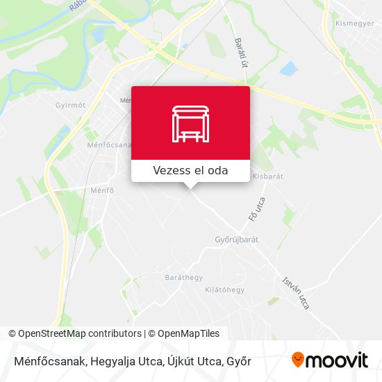 Ménfőcsanak, Hegyalja Utca, Újkút Utca térkép