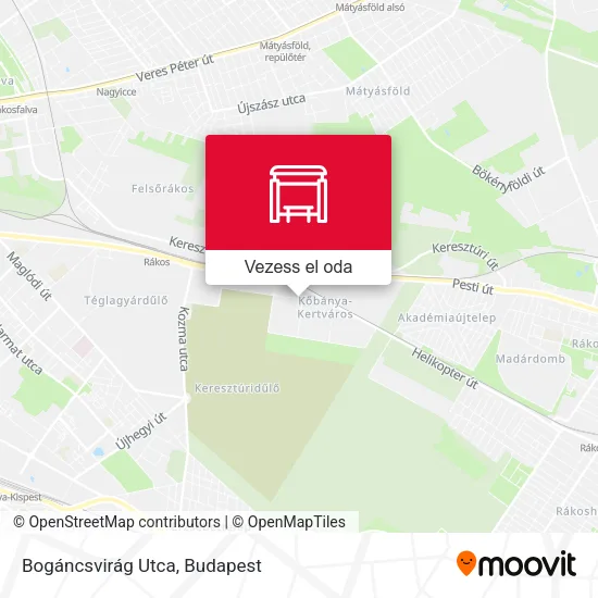 Bogáncsvirág Utca térkép