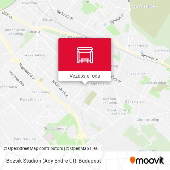 Bozsik Stadion (Ady Endre Út) térkép