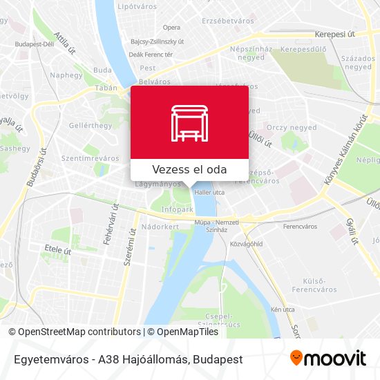 Egyetemváros - A38 Hajóállomás térkép