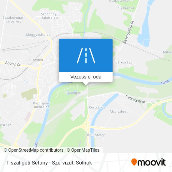 Tiszaligeti Sétány - Szervizút térkép