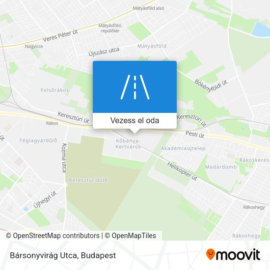 Bársonyvirág Utca térkép