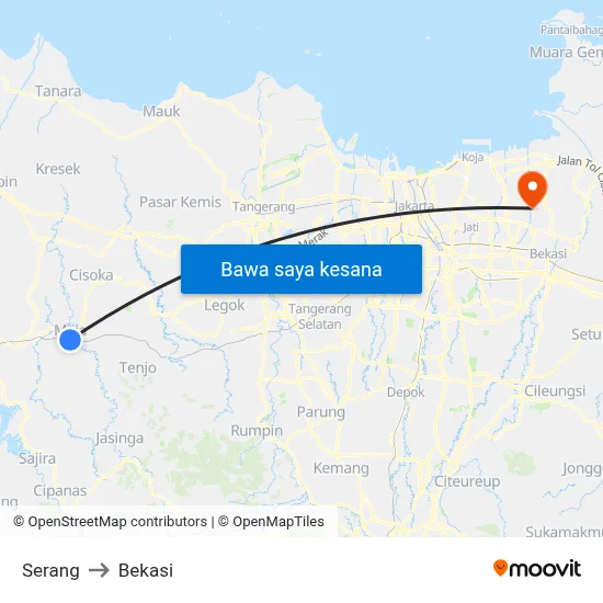 Bis Raya Serang ke Bekasi dengan transportasi umum