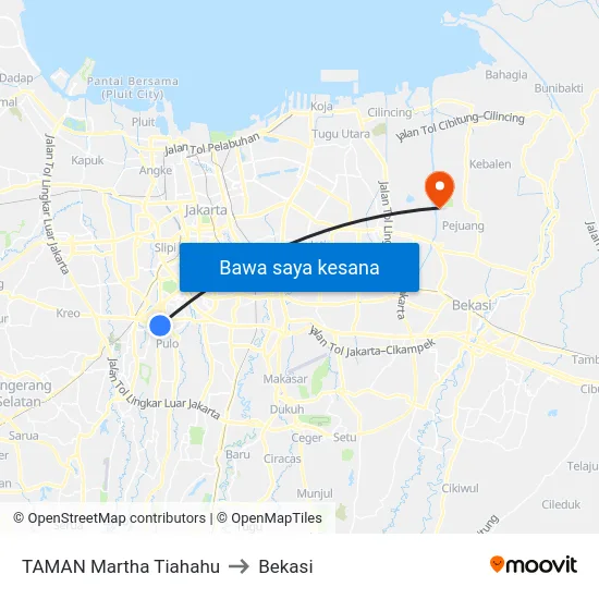 TAMAN Martha Tiahahu to Bekasi map