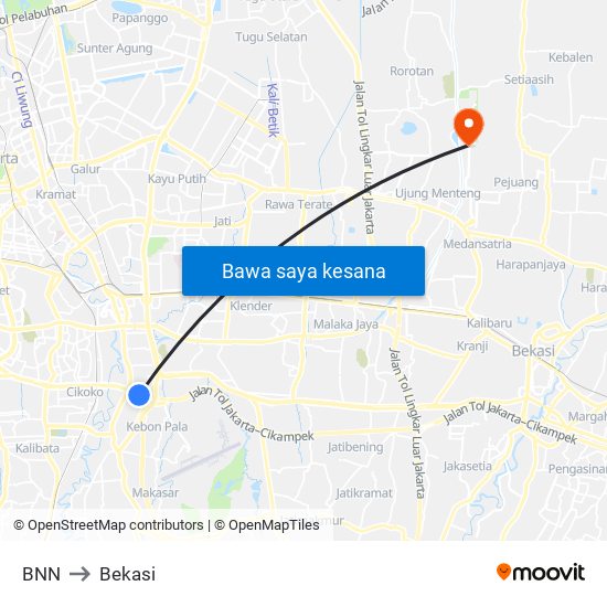 BNN to Bekasi map