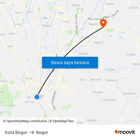 Kota Bogor to Bogor map