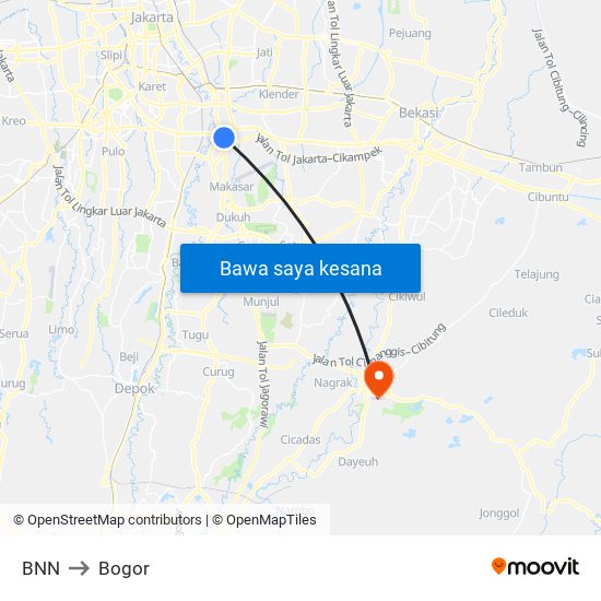 BNN to Bogor map