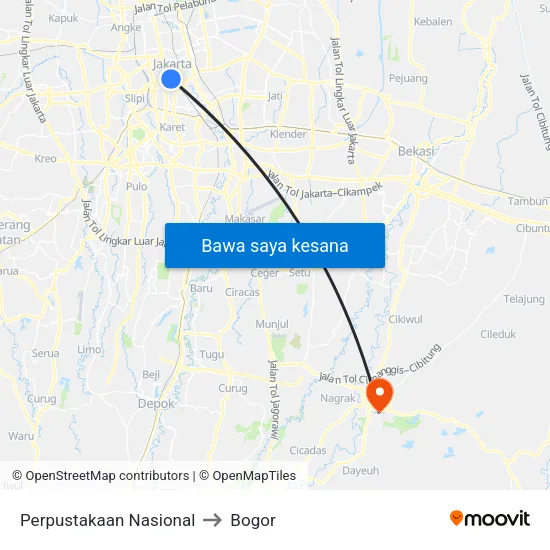 Perpustakaan Nasional to Bogor map