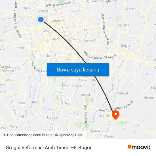 Grogol Reformasi Arah Timur to Bogor map