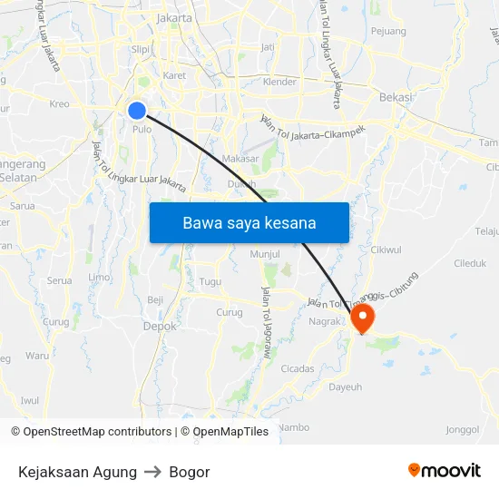 Kejaksaan Agung to Bogor map