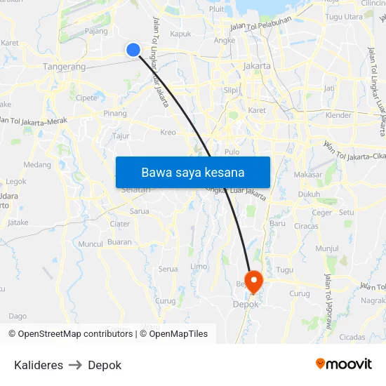 Kalideres to Depok map