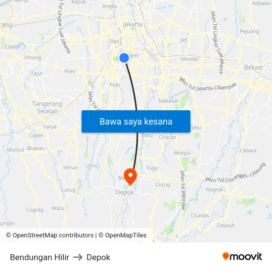 Bendungan Hilir to Depok map
