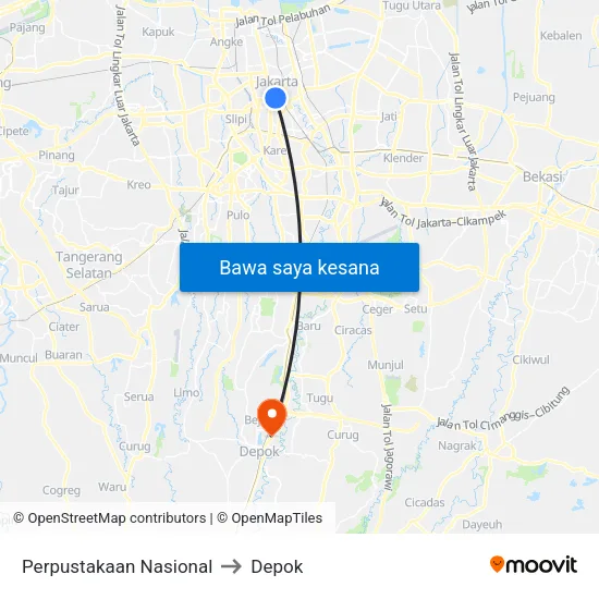Perpustakaan Nasional to Depok map