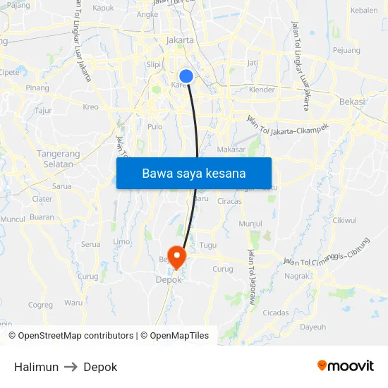 Halimun to Depok map