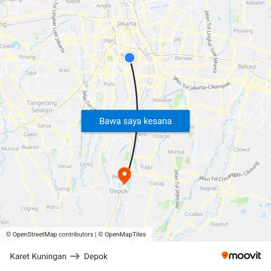 Karet Kuningan to Depok map