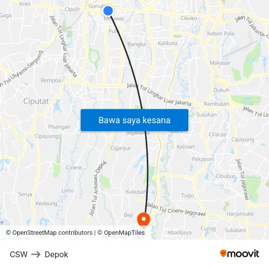 CSW to Depok map