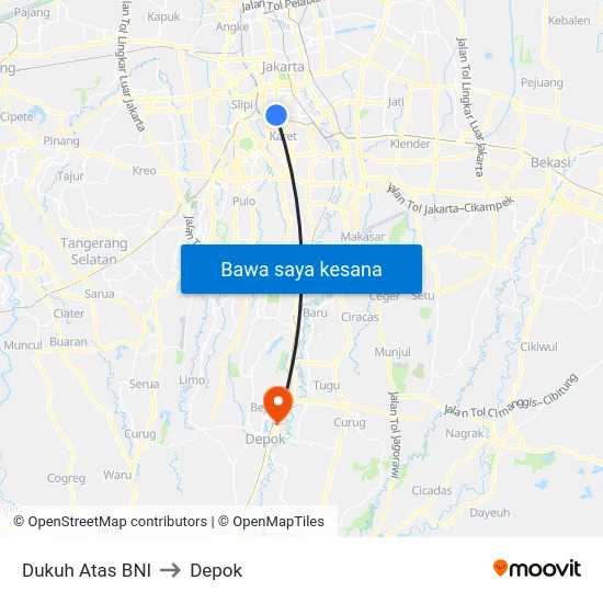 Dukuh Atas BNI to Depok map