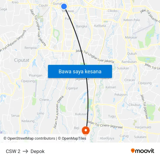 CSW 2 to Depok map