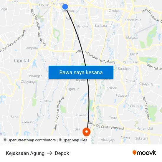 Kejaksaan Agung to Depok map