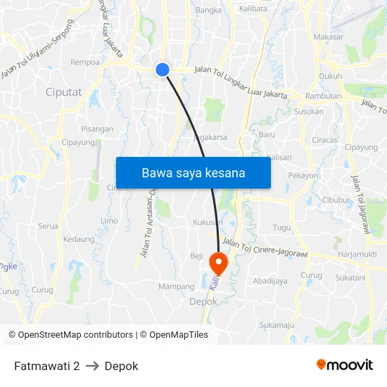 Fatmawati 2 to Depok map