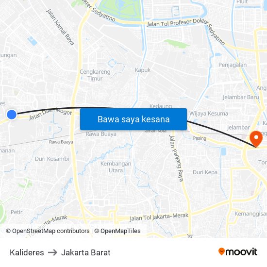 Kalideres to Jakarta Barat map