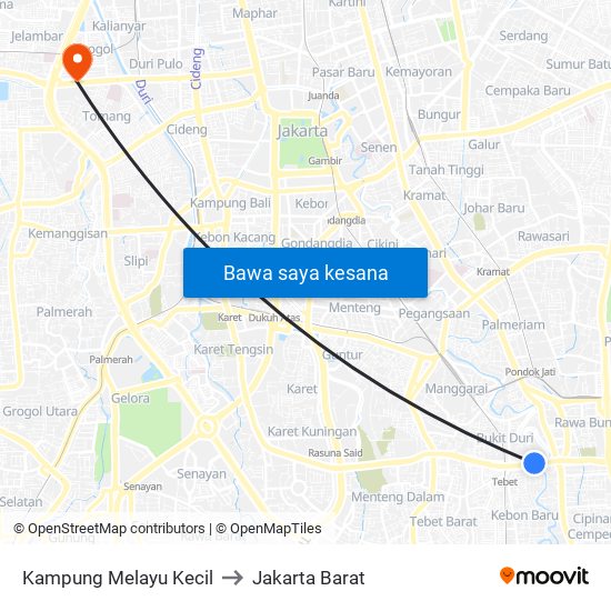 Kampung Melayu Kecil to Jakarta Barat map