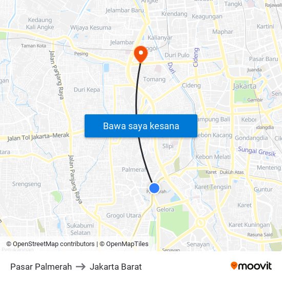 Pasar Palmerah to Jakarta Barat map