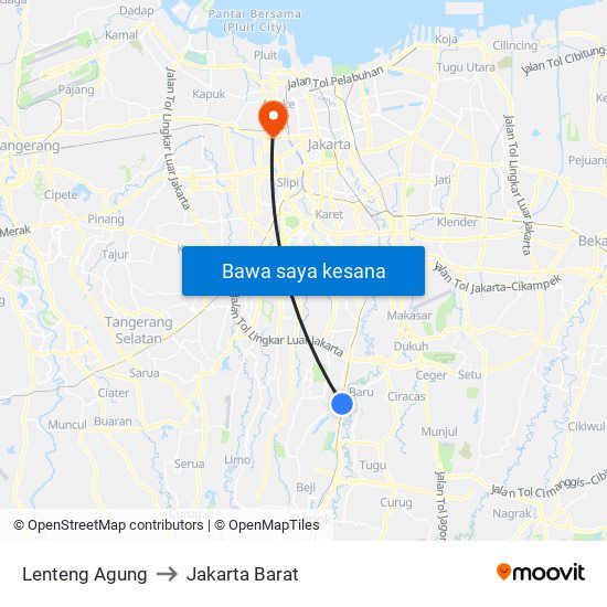 Lenteng Agung to Jakarta Barat map