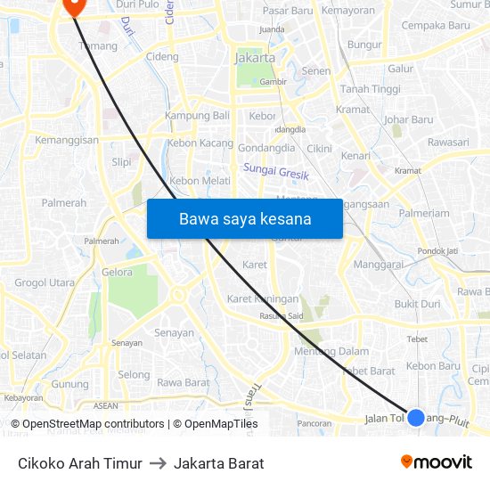 Cikoko Arah Timur to Jakarta Barat map