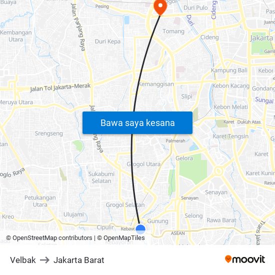 Velbak to Jakarta Barat map