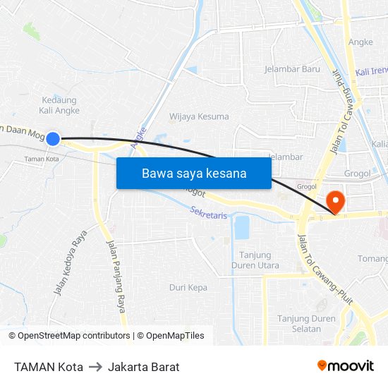 TAMAN Kota to Jakarta Barat map