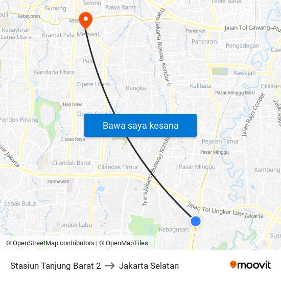 Stasiun Tanjung Barat 2 to Jakarta Selatan map