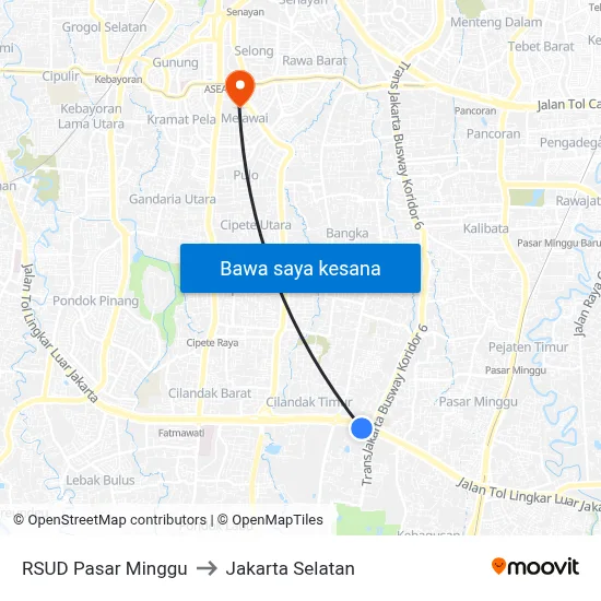 RSUD Pasar Minggu to Jakarta Selatan map