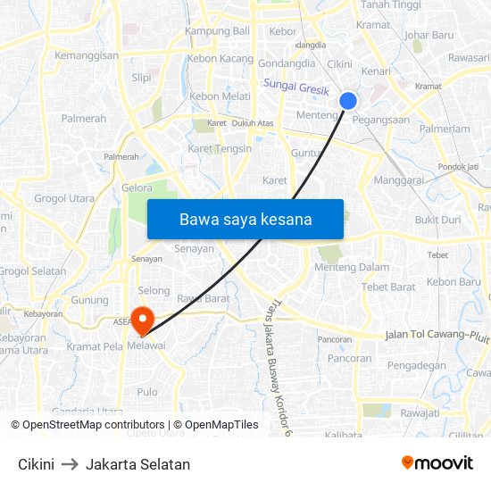 Cikini to Jakarta Selatan map