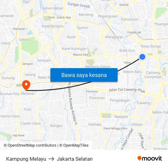 Kampung Melayu to Jakarta Selatan map