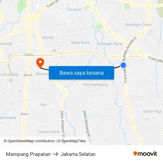 Mampang Prapatan to Jakarta Selatan map