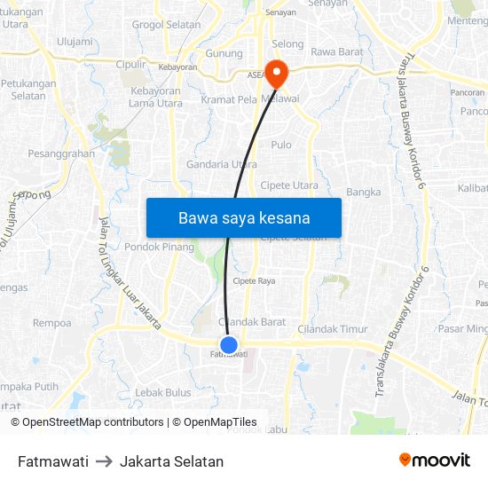 Fatmawati to Jakarta Selatan map