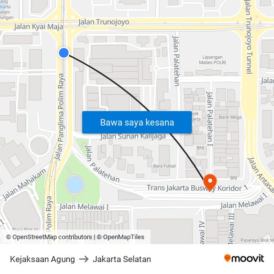Kejaksaan Agung to Jakarta Selatan map