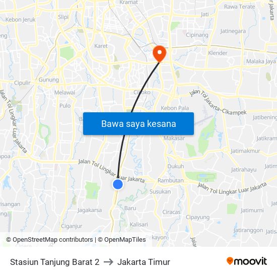 Stasiun Tanjung Barat 2 to Jakarta Timur map