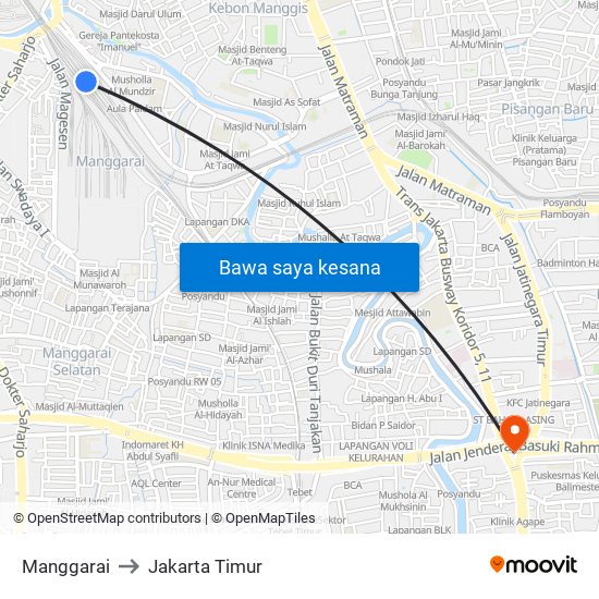 Manggarai to Jakarta Timur map