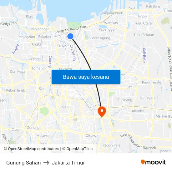 Gunung Sahari to Jakarta Timur map