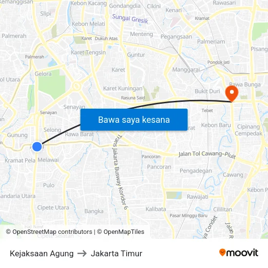 Kejaksaan Agung to Jakarta Timur map