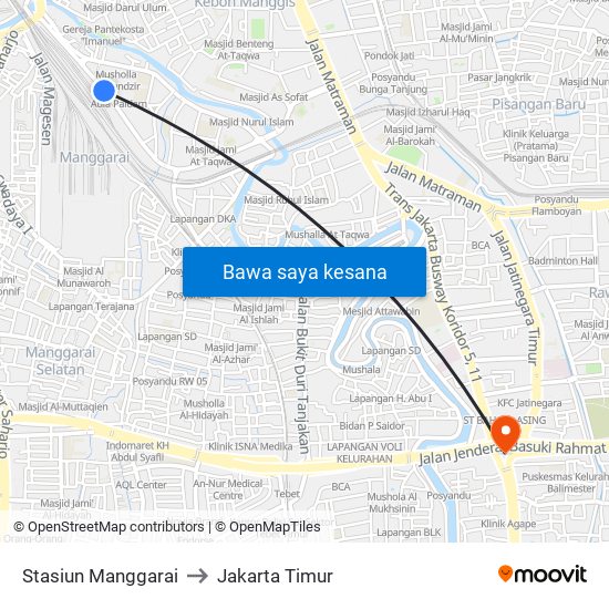 Stasiun Manggarai to Jakarta Timur map