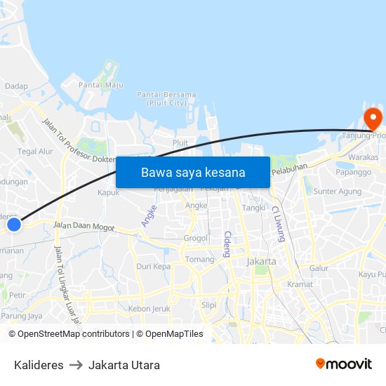 Kalideres to Jakarta Utara map