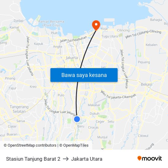 Stasiun Tanjung Barat 2 to Jakarta Utara map