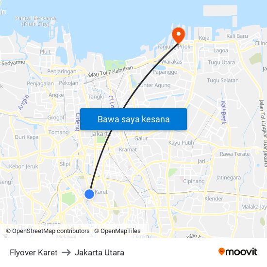Flyover Karet to Jakarta Utara map