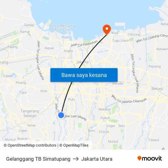 Gelanggang TB Simatupang to Jakarta Utara map