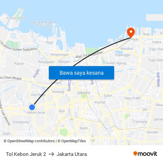 Tol Kebon Jeruk 2 to Jakarta Utara map